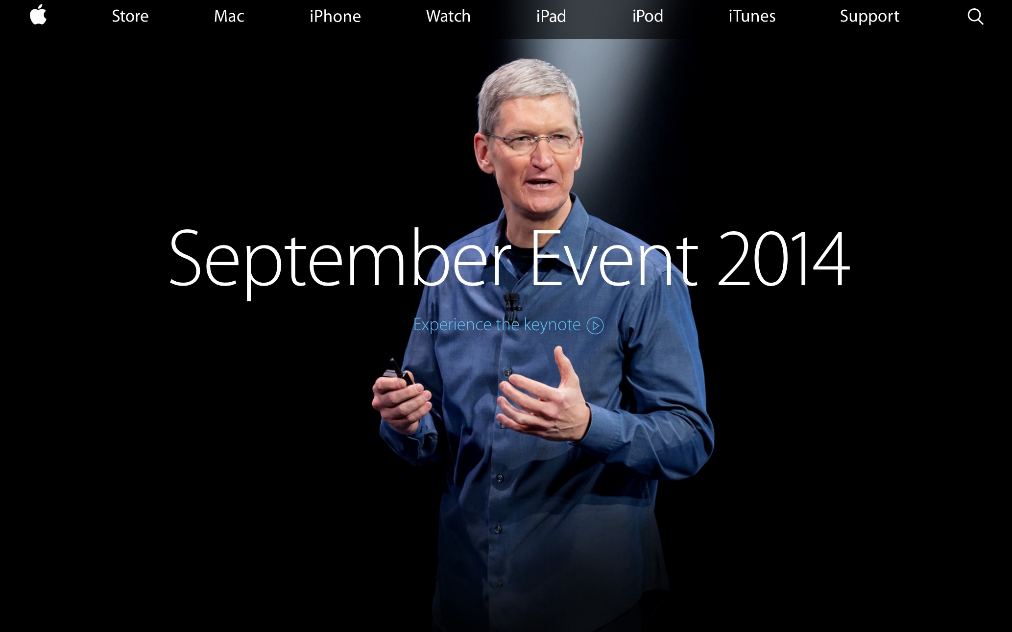 Homepage with Apple CEO Tim Cook (2014)